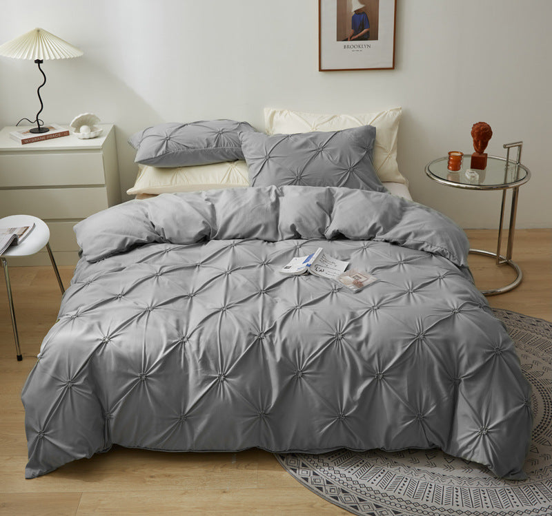 Washed Cotton Solid Color Twisted Pattern Bedding Set - 3 Pieces - Calm Cloud Bedding